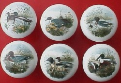 CERAMIC CABINET KNOB DUCKS DUCK MALLARD