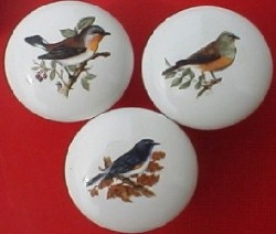 CERAMIC CABINET KNOB DOMESTIC BIRDS