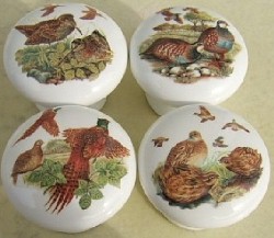 CERAMIC CABINET KNOB game BIRDS  grouse