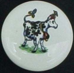 CERAMIC CABINET KNOB  HOLSTEIN COW HOLSTIEN