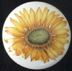 CERAMIC CABINET KNOB  SUNFLOWER SUN FLOWER