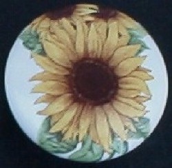 CERAMIC CABINET KNOB  SUNFLOWER SUN FLOWER