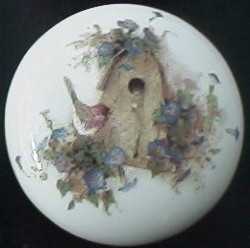 Cabinet Knob Birdhouse w/Blue Flower