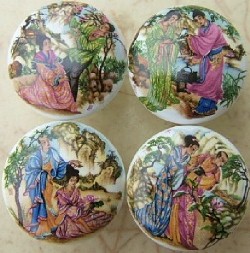 Cabinet Knobs Oriental Scenes 