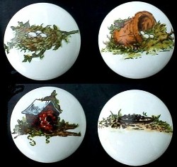 Cabinet Knob Four Birdhouse and  Nests
