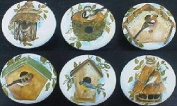 Cabinet Knob Six Rustic Birdhouses