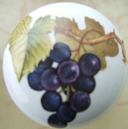 CERAMIC CABINET KNOB KNOBS PURPLE GRAPES GRAPE