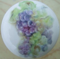 CERAMIC CABINET KNOB KNOBS PURPLE GRAPES GRAPE