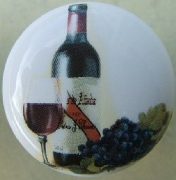 Cabinet Knob Wine Bottle &amp; Grapes