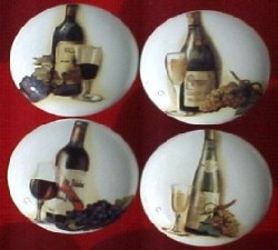 Cabinet Knob Wine Bottles &amp; Grapes
