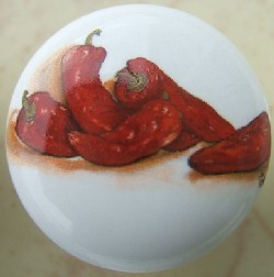 CERAMIC CABINET KNOB KNOBS vegetables VEGATABLES CHILI PEPPER