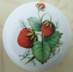 CERAMIC CABINET KNOB KNOBS STRAWBERRIES STRAWBERRY 